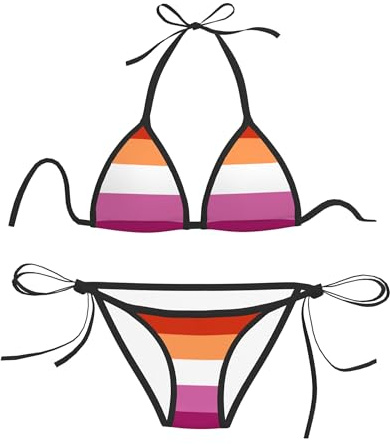 Bikiniset lesbisk pride flagga 2018 tvådelad baddräkt lätt triangel bikini mjuk baddräkt för kvinnor pool strand