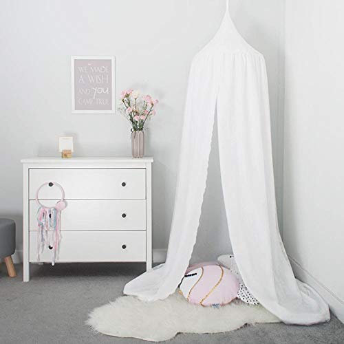 Tyhbelle Baby Himmelbett Vorhänge Baldachin Betthimmel Mädchen Kinderzimmer Bett Baumwolle Moskitonetz für Schlafzimmer und Spielbereich, Höhe 230 cm, Saumlänge 270 cm (Weiß)