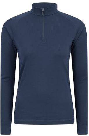 Mountain Warehouse Talus Womens Thermal Baselayer Top - Long Sleeves T-Shirt, Lightweight, Breathable Tee, Quick Dry Tee Shirt – Spring Summer & Outdoors Navy (Zip Neck) Women's Size 18