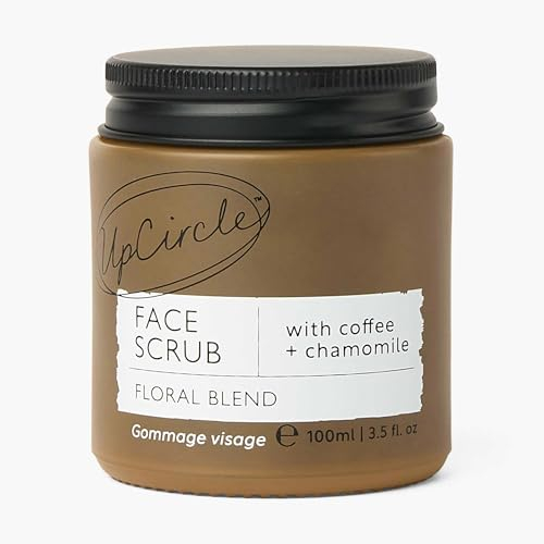 UpCircle Kaffee-Gesichtspeeling – Blumenmischung für empfindliche Haut 100 ml – Kamille, Sheabutter, Kokosnuss + Hagebuttenöl – natürliches, veganes Gesichtspeeling für weiche, glatte Haut