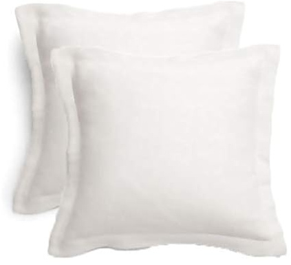 Gyulin Paquete de 2 fundas de almohada cuadradas europeas 100 % algodón de 300 hilos, estilo sobre, sin cremallera, solo funda sin relleno, 60 x 60 cm, color blanco