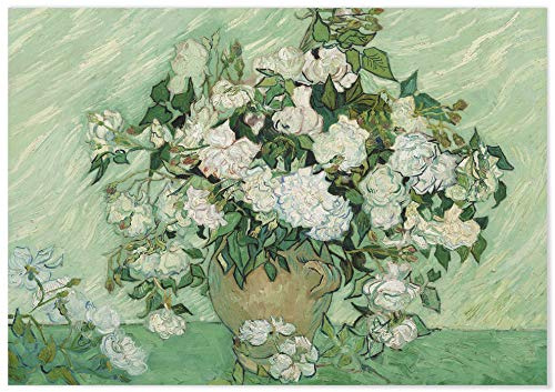 Panorama Quadro su Tela Canvas Van Gogh Rose Orizzontale 50x35 cm - Telaio in Legno Incluso - Decorazione Murale