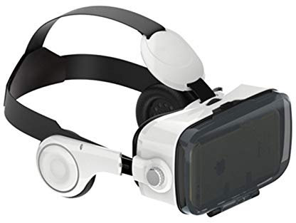 LAHappy VR-headset, Virtual Reality glasögon med 112 graders FOV, inbyggda justerbara hörlurar, universella 3D VR-glasögon för 3D-filmer och spel kompatibla med iPhone och Android-telefon, vit