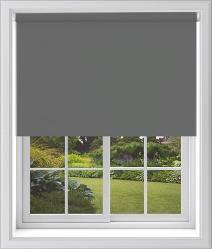 Caecus Dark Grey Blackout Roller Blinds Made To Measure Window Blinds Easy Fit Child Safe Thermal Properties Home Office Fitting Included Up To 90cm Width x Up To 160cm Drop