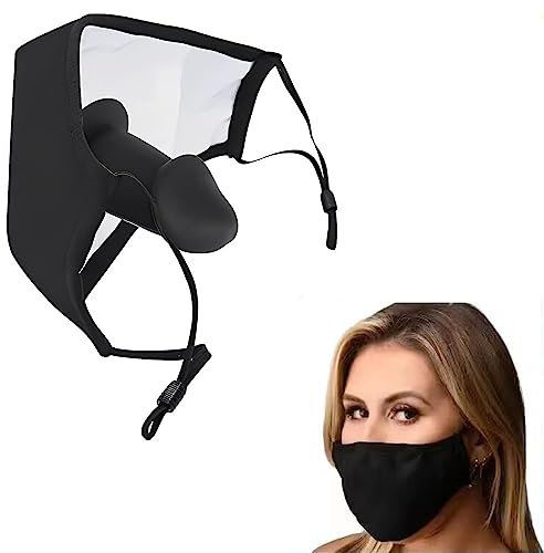 ALMYMM Fetisch Maske mit Abnehmbar Penis Knebel Mund Extrem,Masken mit Silikon Realistischer Dildo Mouth Ball Gag BDSM Mundknebel,Bondage SM Erotik Sexspielzeug für Erwachsene Paar Männer Frauen