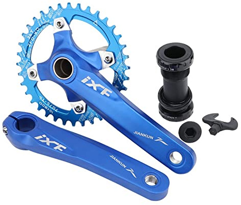 IXF KOOZER Bicycle Crank Arm Set BCD 104 Road Mountain Bike Crankset with Bottom Bracket With 40T Single Chain Ring Chainrings (Blue)
