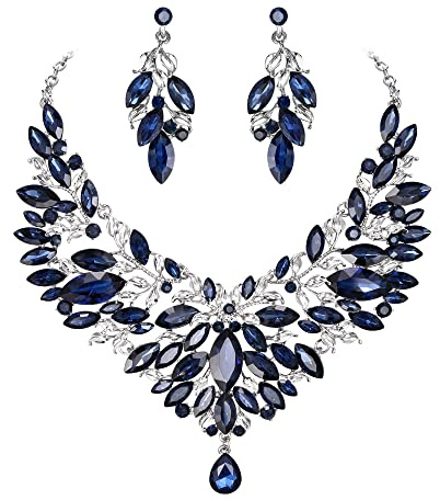 Clearine Parure Bijoux Femme Mariage Mariée Cristal Strass Aile Collier et Boucles d'Oreilles Pendantes Fête Clair Ton d'argent