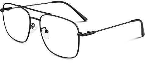 LINVO Fausse Lunettes de Vue femme Homme Vintage Retro Pilote Mode Aviateur UV400 Métal Faux Lunettes