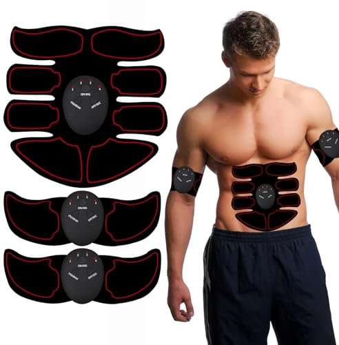 EMS Trainingsgerät, EMS Bauchmuskeltrainer Elektrische, 6 Modi & 9 Intensitäten, Batteriebetrieben, Muskelstimulator Bauchtrainer /Bauch/Arm/Bein -Unisex
