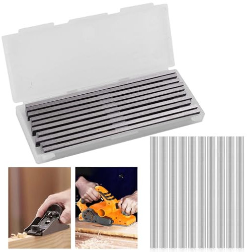 Leikurvo Lot de 10 lames de rabot : lot de lames de rabot de 82 mm HSS de 82 x 5,5 x 1,1 mm, lame réversible de rechange pour rabot manuel, machines de travail du bois