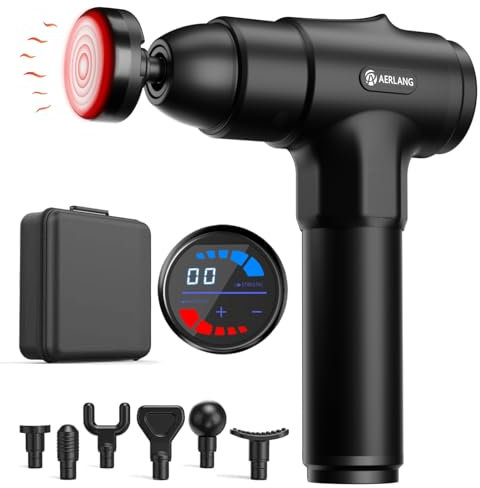 AERLANG Massagepistole, Massagepistole mit Wärme, leises Massagegerät für Halswirbelsäule, mit 20 einstellbaren Stufen, Ladung Typ C, inkl. Etui, Geschenk zum Geburtstag, für Damen & Herren