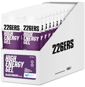 226ERS High Energy Gels | Geles Energéticos con 50g de Ciclodextrina como Hidrato y BCAA 8:1:1, Vegano, Grosella Negra - 24 Geles