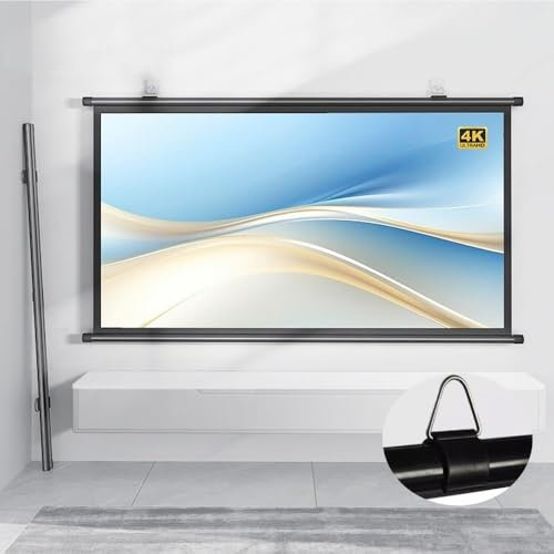 KPEGAXS Projection Screen Small 30 Inch Projector Screen Pull Down, Portable 4K HD Movie Screen For Home Theater, Easy To Roll Up(40inch(4:3))