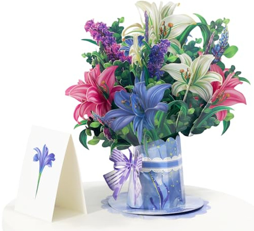 Yamobi Carte d'anniversaire pop-up 3D avec bouquet de fleurs, carte pop-up créative, carte d'anniversaire pop-up créative, carte d'anniversaire pop-up pour femme, mère et épouse