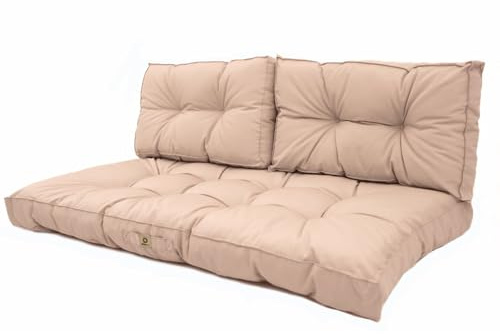 deco arts Coussins pour Salon de Jardin - Coussins extérieur - 120x60 cm - Coussin de Remplacement pour Fauteuil, Banc & Chaise d'extérieur - Imperméable, Confortable & capitonné - Beige