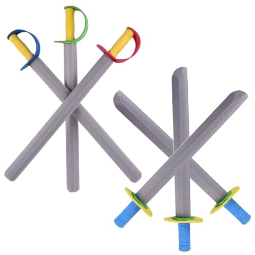 SunaOmni 6 Pezzi di Spada in Schiuma per Bambini, 21 Pollici, coltelli in Schiuma Eva Lunghi, Spada Giocattolo, 2 Stili, Spade morbide e sicure per Cosplay, Giocattoli da Combattimento per raga