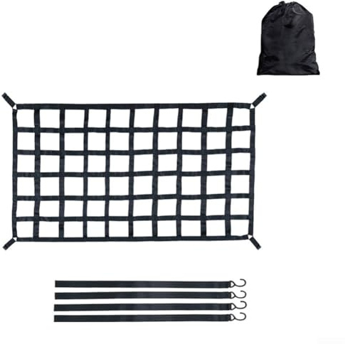 HpLive Red de seguridad para camiones con 4 ganchos para remolque de coche, SUV, 127 x 106 cm hasta 500 kg (L—208 x 127 cm)