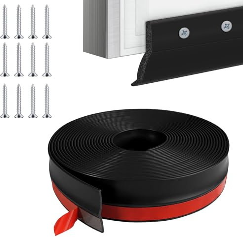 Junta de goma para puerta de garaje de 3 m, junta de goma universal, resistente a la intemperie, junta de goma para puertas, suciedad y protección contra la intemperie, con 12 clavos