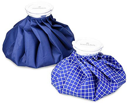 Navaris Bolsas de hielo y calor - Juego de 2x bolsa reutilizable para aplicar temperatura caliente y fría en 2 tamaños - Blanco y azul