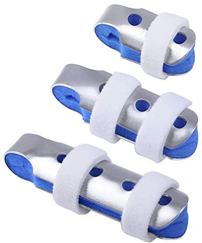 Finger Splints: 3-Size Pack Made for Finger Knuckle Immobilization of Adults and Children Suffering Pain Sprains Strains Arthritis with Soft Foam Interior Loop Straps and Protective Ventilation Holes
