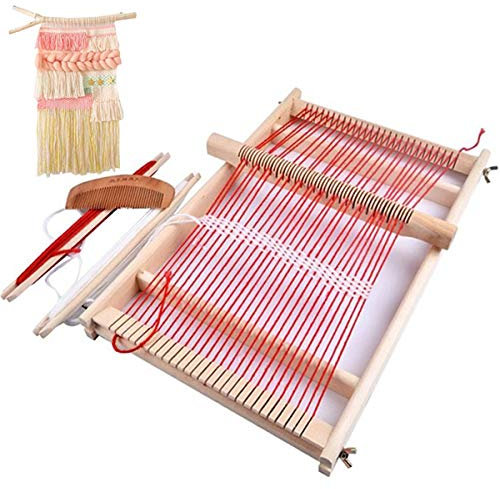Mikimiqi Wooden Multi-Craft Weaving Loom Large Frame 9.85x 15.75x 1.3 Inches To Handcraft For Kids