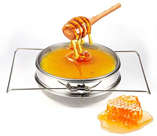 Estink Honigsieb Doppel-Sieb, Edelstahl Doppelsieb Honigfilter, Filter, Imkerei, Ausrüstung Mit Verstellbaren Griffen, 24 X 8 cm