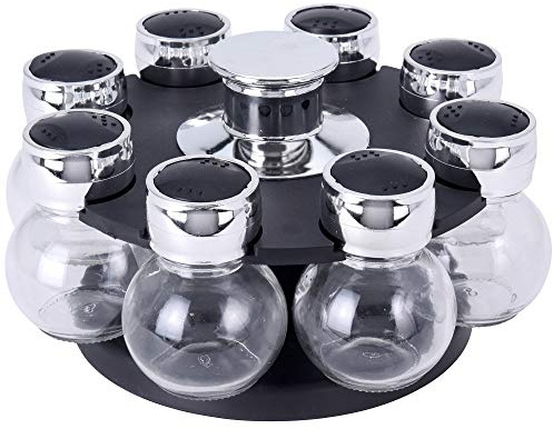 EH Excellent Houseware Carrousel à épices, 8 bocaux en Verre, Support Rotatif