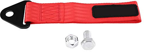 Sangle de remorquage de Voiture EVGATSAUTO, Corde de remorquage Universelle de Sangle de remorquage de Voiture de Course Haute résistance pour Crochet de remorquage de Pare-Chocs Avant arrière(Rouge)