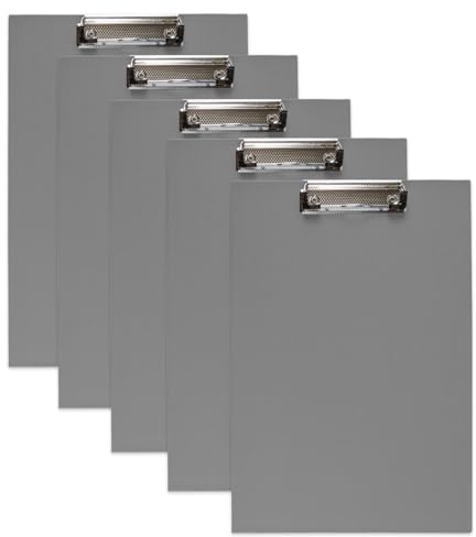 10 Stück DIN A4 Klemmbretter Schreibbrett Schreibunterlage Klemmmappe Schreibplatte (Grau)