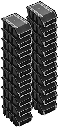 PAFEN Lot de 20 boîtes empilables avec couvercle 160 x 75 x 115 mm - Boîte de visualisation empilable pour mur à outils Boîte de rangement Noir
