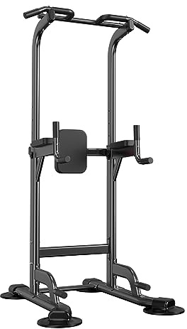 Power Tower Adjustable Height Pull Up & Dip Station Multi-Function Home Strength Training Fitness Workout Station for Home Gym (X)
