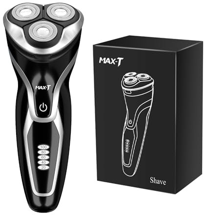 MAX-T Rasierer Herren Elektrisch Nass und Trocken, 3D ProSkin IPX7 Wasserdicht Elektrorasierer mit Pop-up Präzisionstrimmer, Wiederaufladbarer und Kabelloser Elektrischer Rasierer.