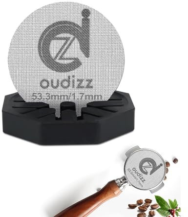 53.3mm Puck Screen, filtri riutilizzabili del caffè per cesto del portafiltro dell'espresso 54mm, schermo dell'espresso con cucchiaio di caffè e supporto, 1.7mm spessore 150μm 316 acciaio inossidabile