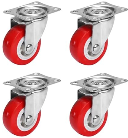 Youery Ruedas para muebles de carga pesada, ruedas giratorias de 38 mm con frenos, juego de ruedas giratorias silenciosas de poliuretano, ruedas de transporte para muebles sin dejar rastros (4