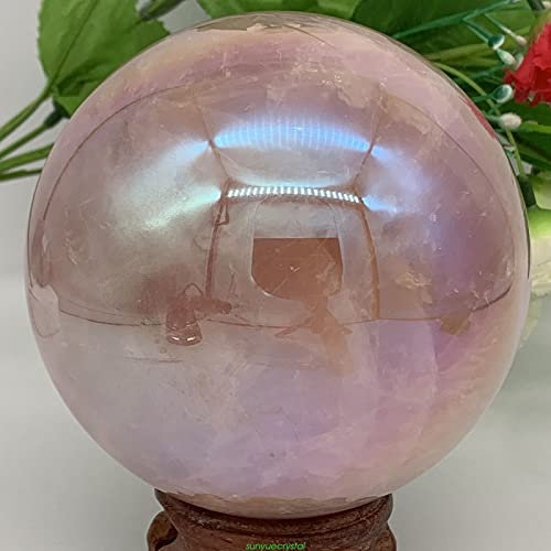 EKFBQBGW Stone Crafts Natural Rose Crystal Ball Treasure Polvere elettrolitica Decorazione della Stanza (Size : 60mm)