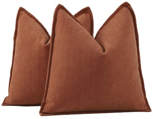 MADIZZ Texturerade Chenille Rost Kuddfodral Set med 2 St Supersoft Dekorativa Kuddfodral Boemiska Kuddöverdrag Modern Hem Dekor för Soffa Sovrum 50x50 cm