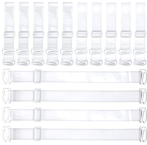 6 Paar Unsichtbare Klare BH Träger, Verstellbar Durchsichtige BH Träger, rutschfeste BH Transparente/Matte Träger, Ersatz BH Träger für Frauen Mädchen Schulterfrei Oberteile Trägerlose BHS (18mm)