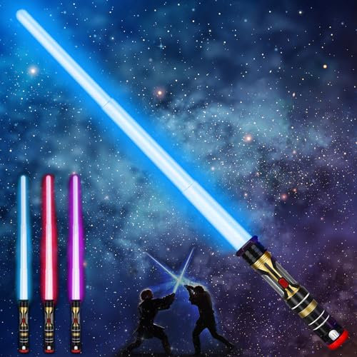Light Saber Kids - Light Up Saber with Sound Light Sword - 3 Colors Retractable Lightsaber - Easter Gifts for Kids - Gift for Boys Kids Party Dress Up Favors 1 Pack