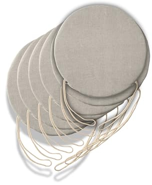 6 Cuscini Rotondi per Sedia Cucina Sfoderabili, Cuscini per sedie soggiorno - Cuscini da sedia con Laccetti made in Italy - Spessore 3 cm - Decorazioni casa (Argilla, Diametro 40 cm)