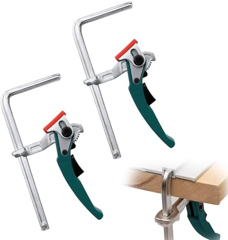 2 Stück Ganzstahl Hebelzwinge, Schnellspanner Zwinge, Tischzwinge mit Hebelgriff mit 160mm Kapazität und 60mm Kehlentiefe zum Schneiden, Schleifen