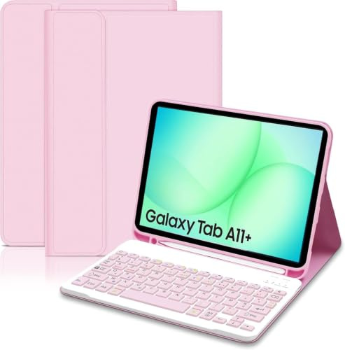 Coque Clavier pour Samsung Galaxy Tab A9+ 2023 11 Pouces (SM-X210/X216/X218), AZERTY Français Étui Clavier Magnétique Bluetooth sans Fil Etui Housse avec Pen Holder pour Samsung Tab A9 Plus-poudré