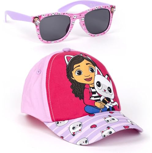 Gorra y Gafas de Sol Gabby's Dollhouse Set Infantil Original para Niñ@s Unisex - Gorra y Gafas Gabby's Dollhouse Accesorios Verano Gafas Protección UV y Gorra Ajustable