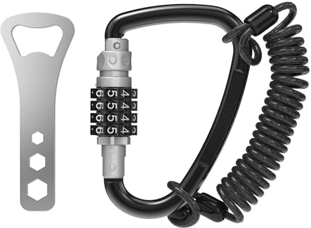UP Security Combination Lock D Ring with Retractable Cable, 3 Digit Combo Lock for Helmet Safe, Backpack, Luggage Anti-Theft, Stroller, Scooter, Gym Locker, Fence, Travel, Outdoor Use (D Ring, Gray)