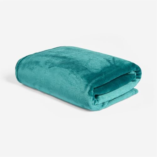 Brentfords Sofa Throw Blanket, Ultra Soft Warm Cosy Plain Teal Fleece Blanket for Bed Lightweight Fluffy Decorative Throws for Sofas Large Double Bedspread, 150 x 200cm