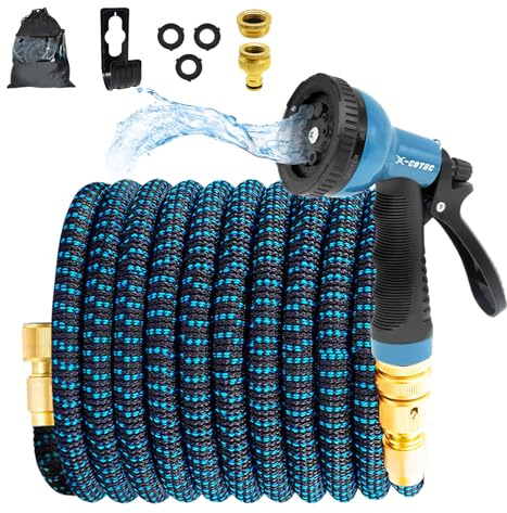 X-COTEC Tuyau Arrosage Extensible, Tuyaux D'arrosage 30m/100ft, Tuyau D'arrosage Retractable avec Adaptateur 1/2 et 3/4, 10 Modèles de Pulvérisation, pour Jardin Irrigation Nettoyage