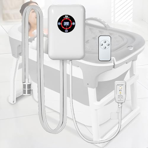 Weyot Chauffe-Eau pour spas, Thermostat 30-43 °C, Protection Contre la surchauffe, pour baignoires Pliantes, spas et Petites piscinesWhite,22x14.8x7.5cm