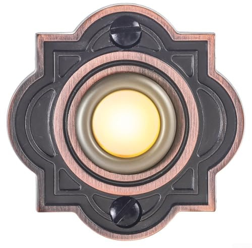 HanOaki Doorbell Push Button, Wired LED Lighted DC12-24V Metal Door Station Button for Traditional and Contemporary Homes, Bronze Finish