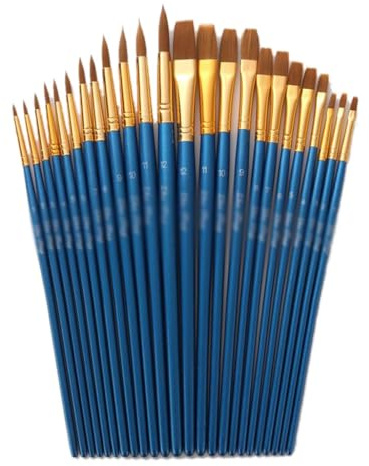 XBTGS Juego de pinceles planos de nailon de lana de nailon, con barra de perla, para pintura al óleo, arte de madera, azul, como se muestra, azul como se muestra