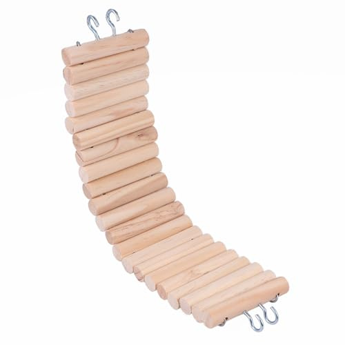 Kisangel Hamster Ladder with Hook Bendable Wooden Climbing Bridge 7.5x30cm Hanging Pet for Small Birds Mice and Rodents Cage Accessories