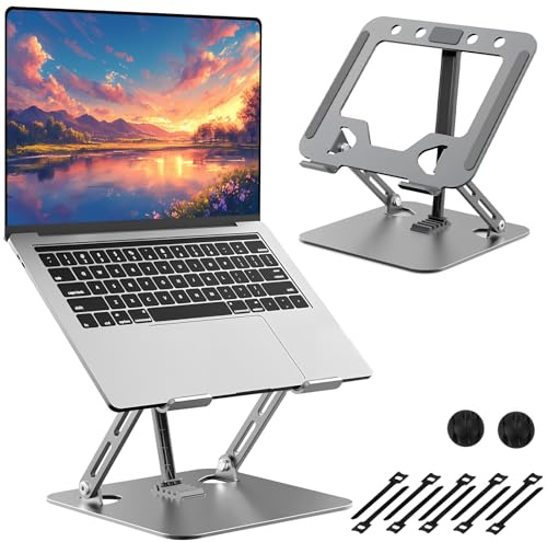 JOTOL Soporte Portatil, Laptop Stand Ergonómico con 3 Varilla, 5 Adjustable, Plegable, Antideslizante, Ventilación y Disipación de Calor, Compatible con Macbook Air Pro Notebook Tabletas(10-17.3)